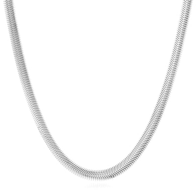 Yellow White Gold Over Sterling Silver 6.4mm Oval Snake Chain (Solid Links) 16" - 20" - WJD Exclusives