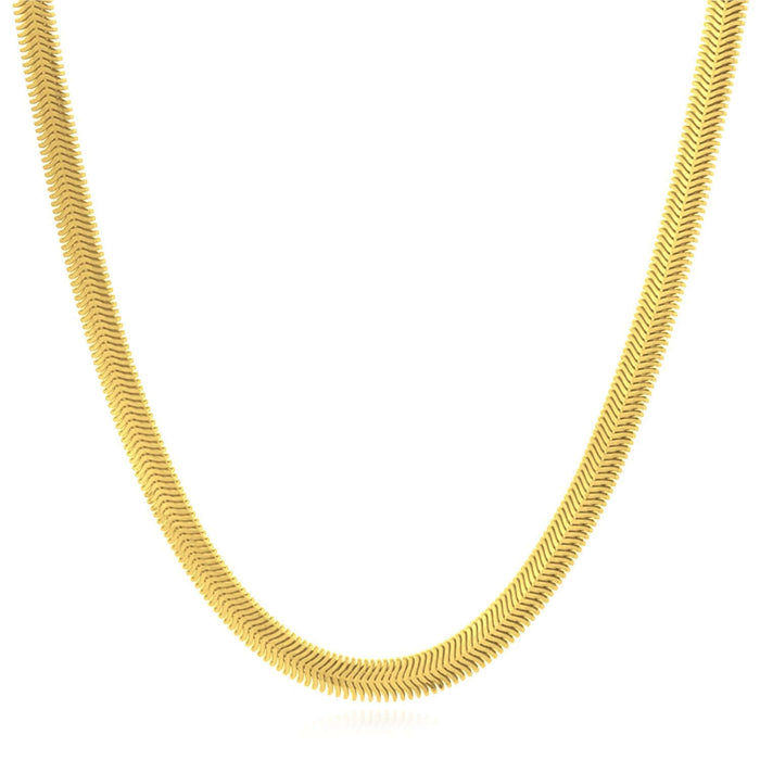 Yellow White Gold Over Sterling Silver 6.4mm Oval Snake Chain (Solid Links) 16" - 20" - WJD Exclusives