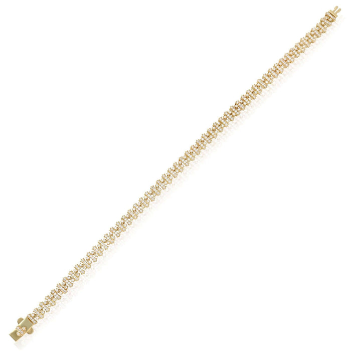 14K Yellow Gold Double Row CZ 6mm Tennis Bracelet 8" Pave - WJD Exclusives