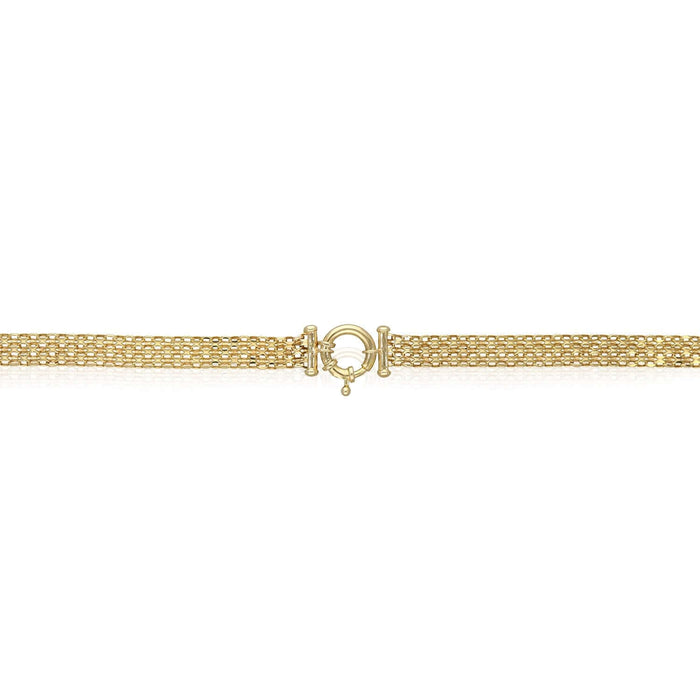 14K Yellow Gold Heart Bismark Chain Necklace (Solid Links) 18" High Polish - WJD Exclusives