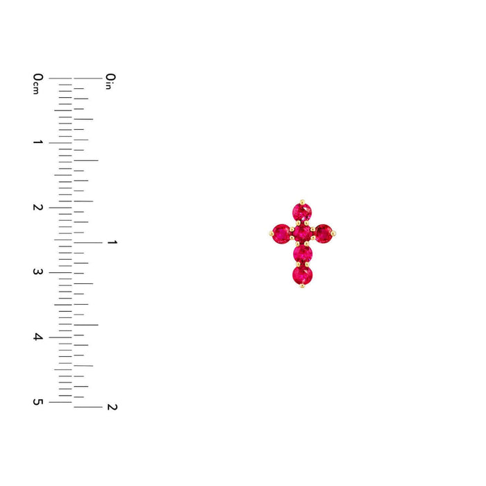 Real 14k Gold 0.90CTW Real Ruby Cross Pendant 0.55" - WJD Exclusives
