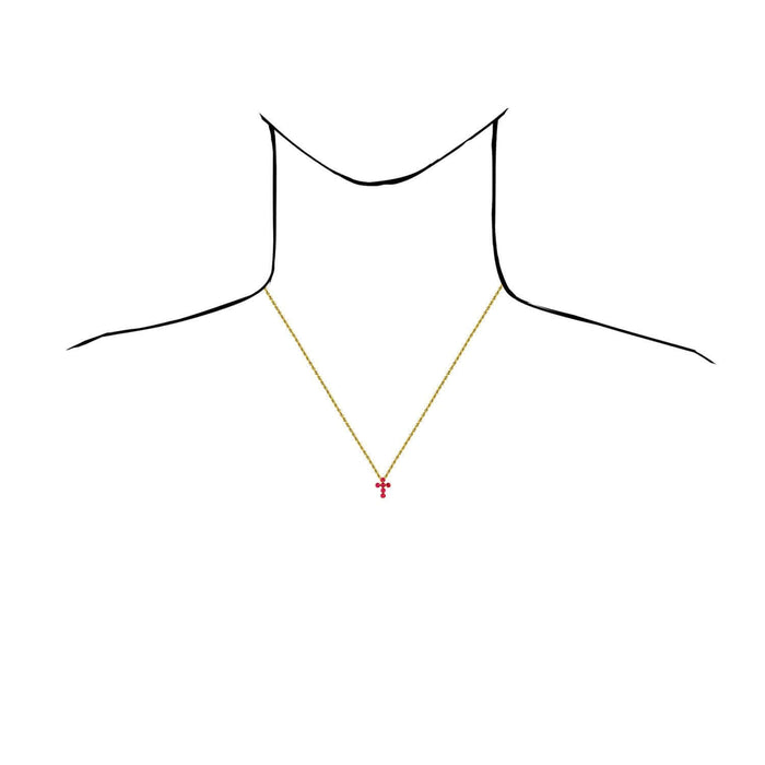 Real 14k Gold 0.90CTW Real Ruby Cross Pendant 0.55" - WJD Exclusives