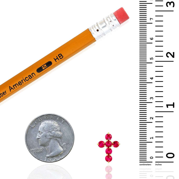 Real 14k Gold 0.90CTW Real Ruby Cross Pendant 0.55" - WJD Exclusives