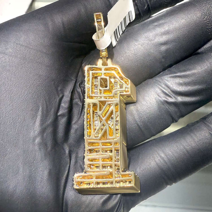 2.64CTW Natural Diamond 10K Gold Number One Pendant – 1 ONE Design - WJD Exclusives