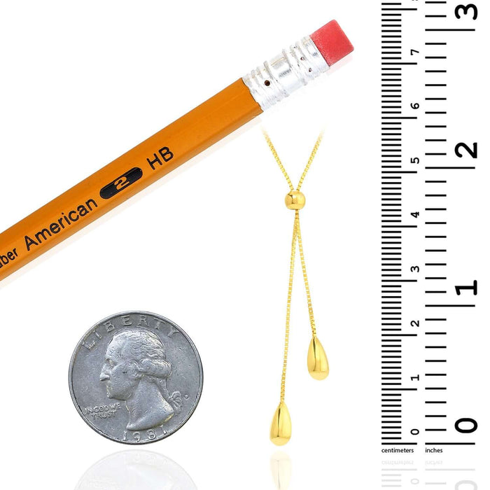Natural Diamond 14K Yellow Gold Drop Dangle Adjustable 14" - 17" Box Y - Necklace (Solid Links) - WJD Exclusives