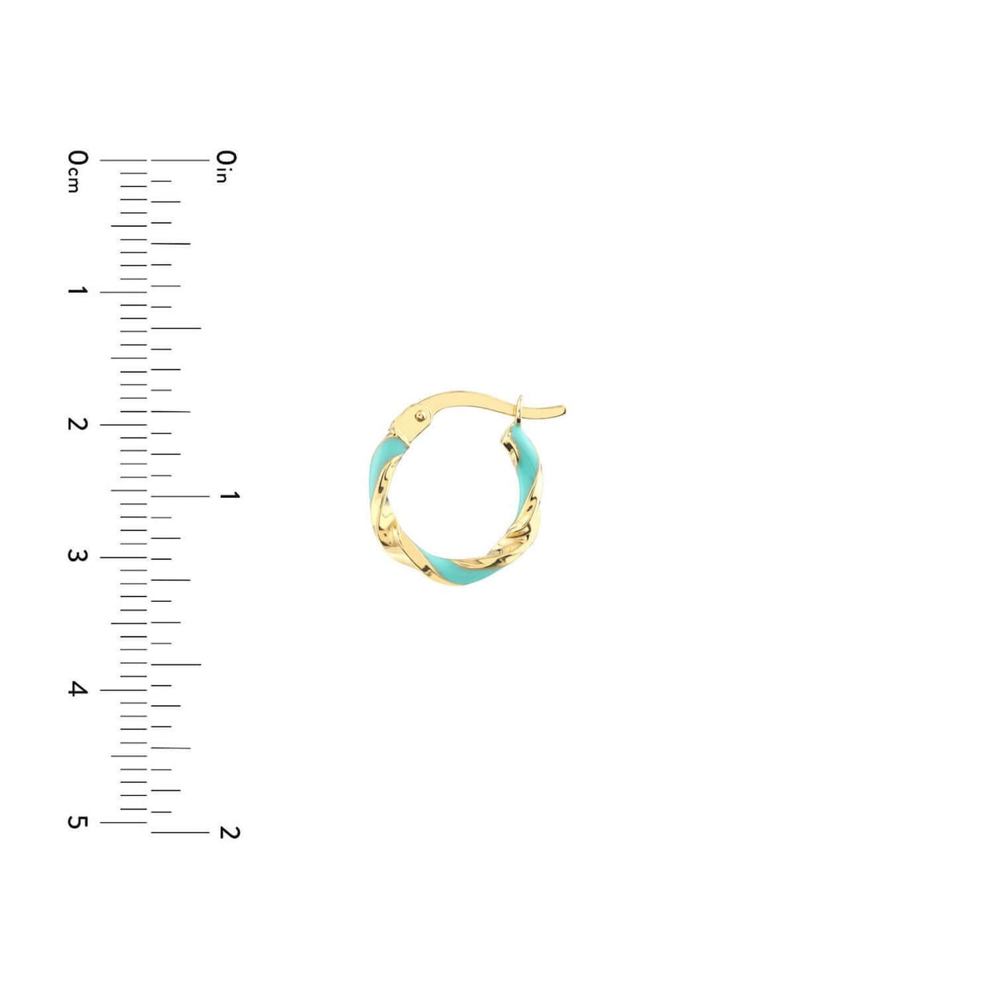 Real 14K Gold Turquoise White Pink Enamel Twist Huggie Hoop Earrings 10mm