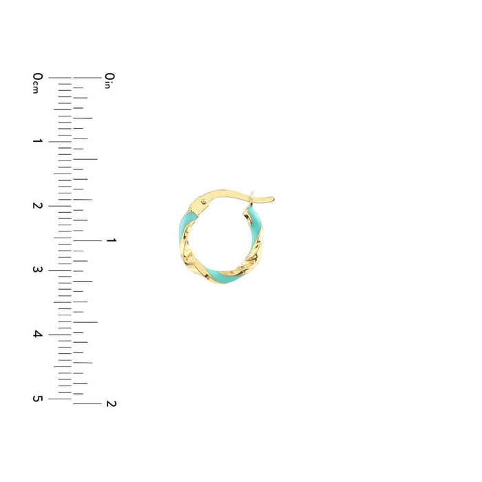 Real 14k Gold White Blue Red Enamel Twisted Huggie Hoop Earrings 10mm - WJD Exclusives