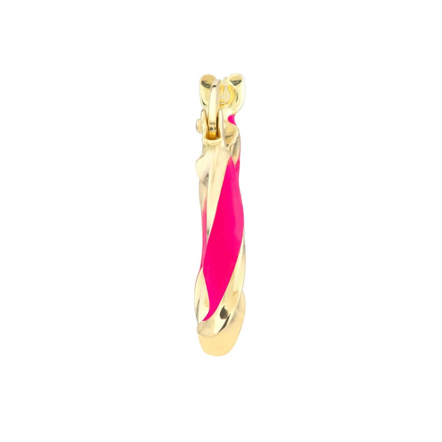 Real 14K Gold Turquoise White Pink Enamel Twist Huggie Hoop Earrings 10mm