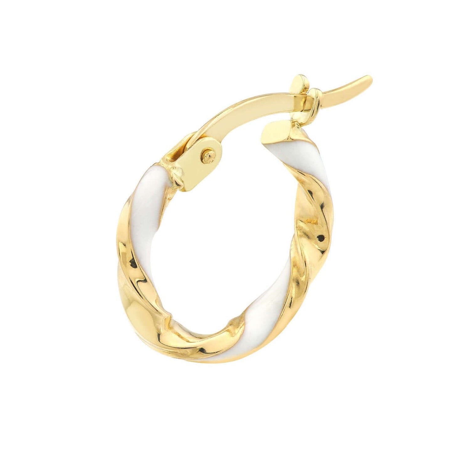 Real 14K Gold Turquoise White Pink Enamel Twist Huggie Hoop Earrings 10mm