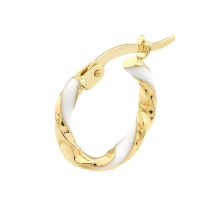 Real 14K Gold Turquoise White Pink Enamel Twist Huggie Hoop Earrings 10mm