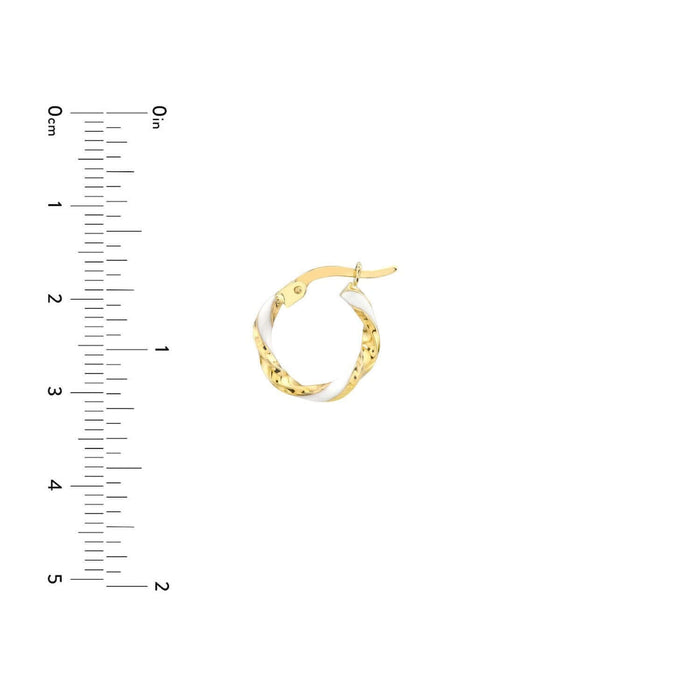 Real 14k Gold White Blue Red Enamel Twisted Huggie Hoop Earrings 10mm - WJD Exclusives