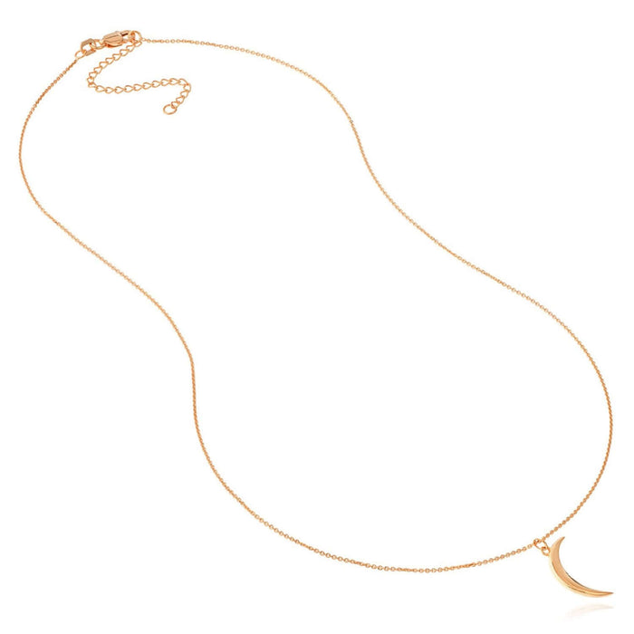 14K Yellow Gold Crescent Moon Adjustable 16" - 18" Necklace (Solid Links) - WJD Exclusives
