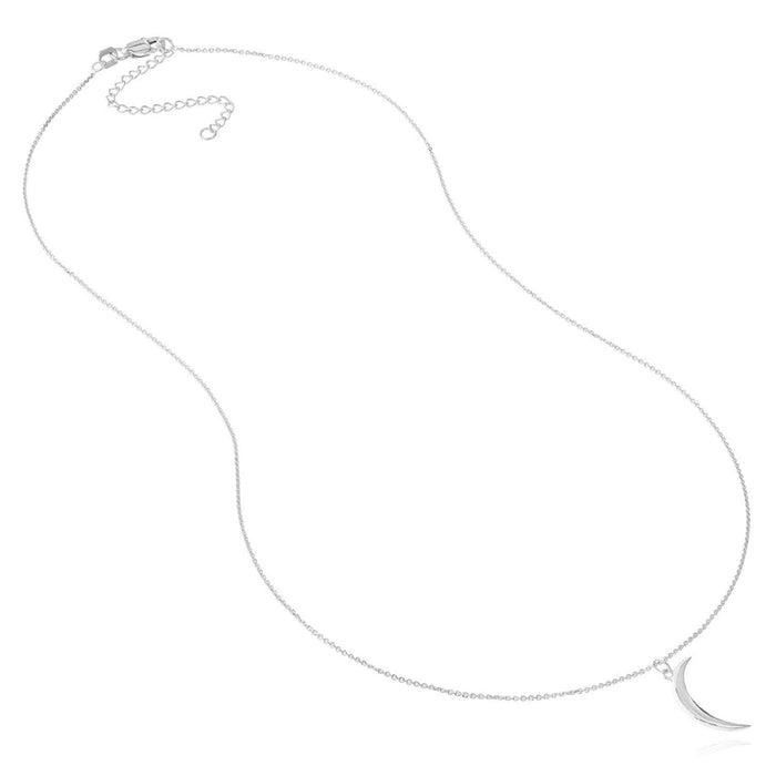 14K Yellow Gold Crescent Moon Adjustable 16" - 18" Necklace (Solid Links) - WJD Exclusives
