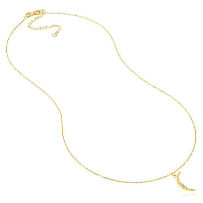 14K Yellow Gold Crescent Moon Adjustable 16" - 18" Necklace (Solid Links) - WJD Exclusives