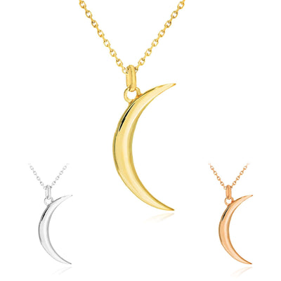 14K Yellow Gold Crescent Moon Adjustable 16" - 18" Necklace (Solid Links) - WJD Exclusives