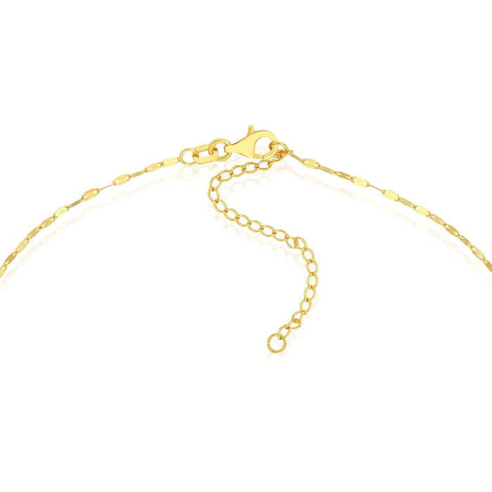 14K Yellow Gold Star Station Flat Mariner Necklace (Solid Links) 16" - 18" Adjustable - Made in Italy - WJD Exclusives
