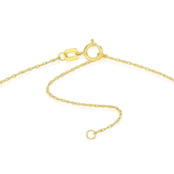 Natural Diamond 14K Yellow Gold MOM Heart Adjustable 16" - 18" Necklace (Solid Links) - WJD Exclusives