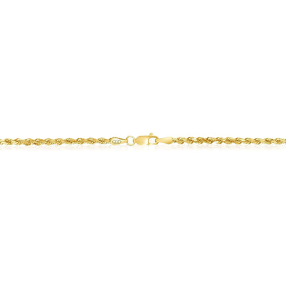 18K Yellow Gold 3mm Diamond-Cut Rope Bracelet (Solid Links) 7"-8" – Italian Made