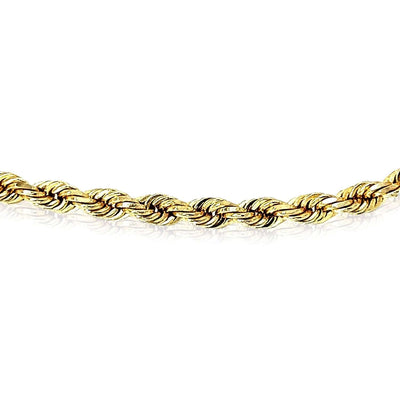 18K Yellow Gold 3mm Diamond - Cut Rope Bracelet (Solid Links) 7" - 8" – Italian Made - WJD Exclusives
