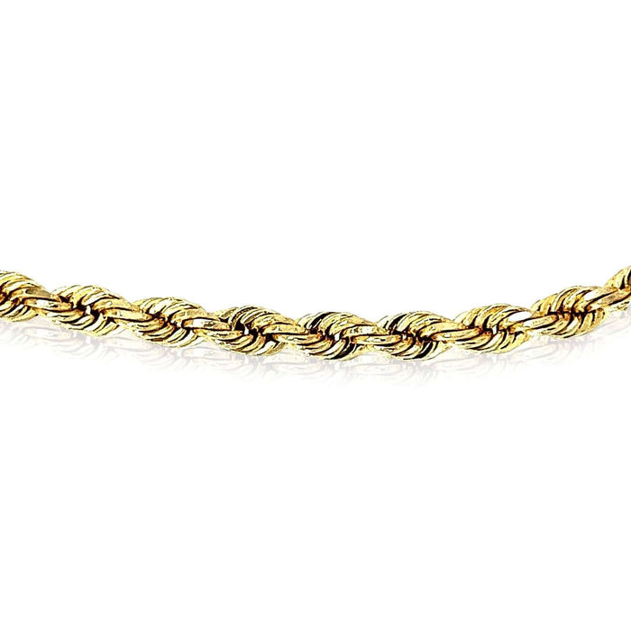 18K Yellow Gold 3mm Diamond - Cut Rope Bracelet (Solid Links) 7" - 8" – Italian Made - WJD Exclusives