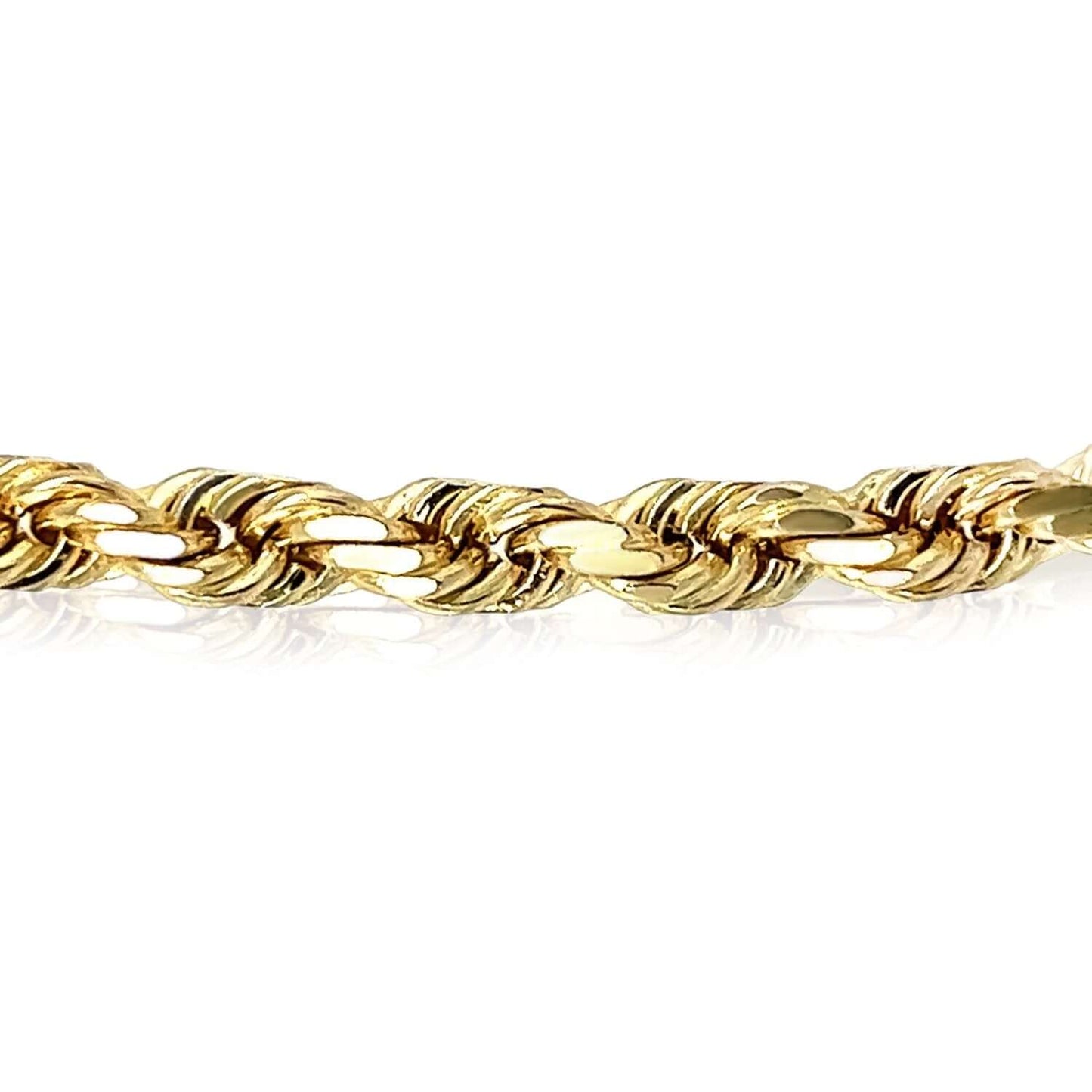Real 18K Gold Solid 6mm Rope Link Diamond-Cut Bracelet 8" 8.5" 9"