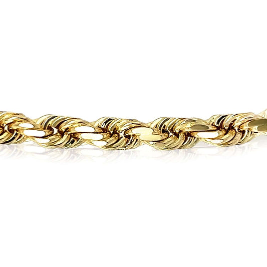 Real 18K Gold Solid 6mm Rope Link Diamond-Cut Bracelet 8" 8.5" 9"