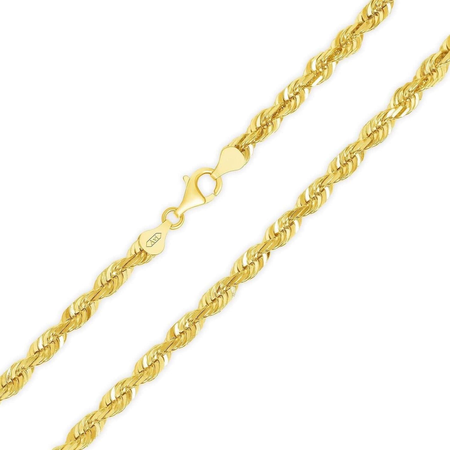 Real 18K Gold Solid 6mm Rope Link Diamond-Cut Bracelet 8" 8.5" 9"