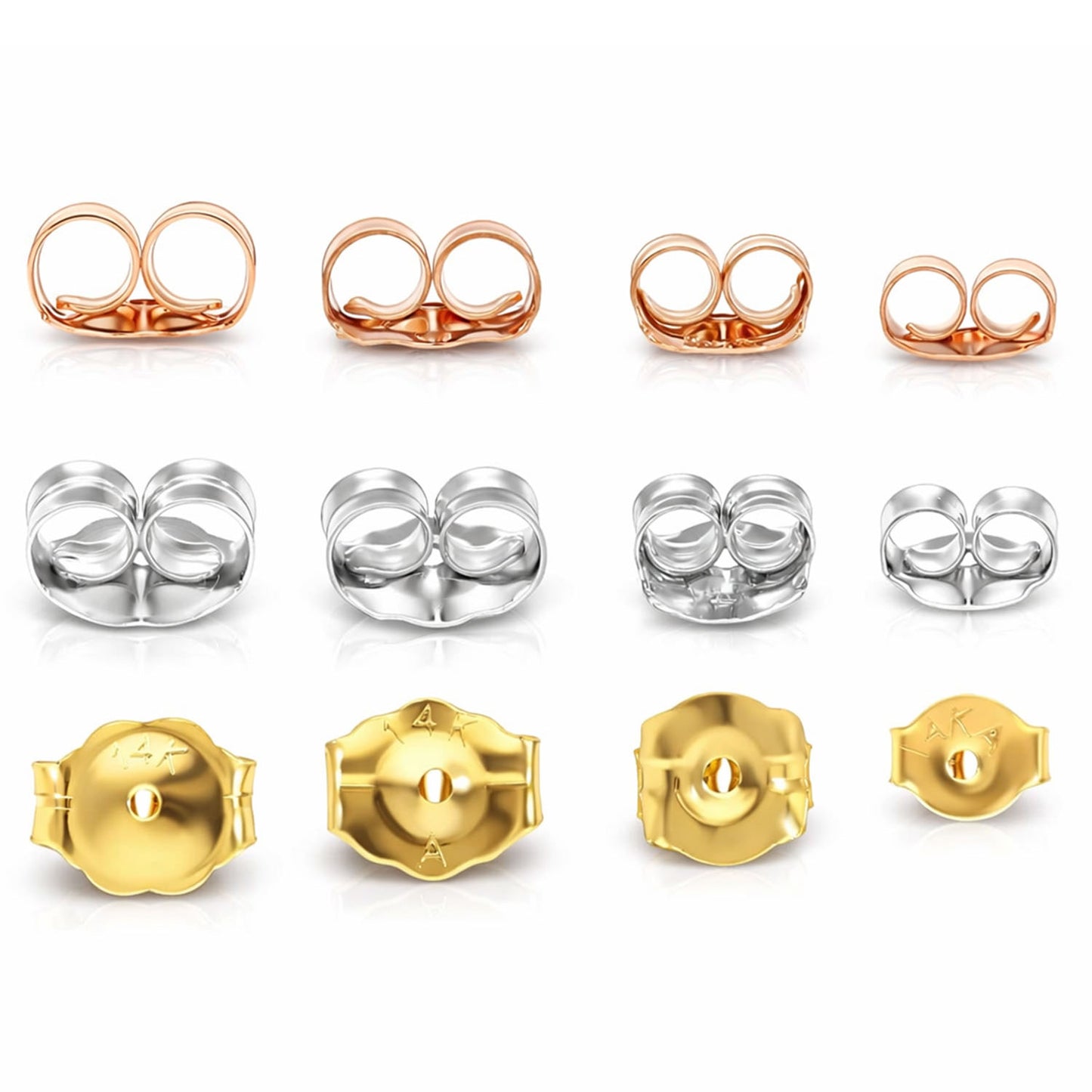 14K Gold Earring Replacement Butterfly Back Yellow, White, Rose (Sold Individually)