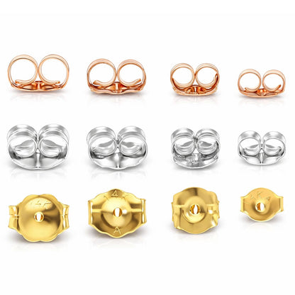 14K Gold Earring Replacement Butterfly Back Yellow, White, Rose (Sold Individually)