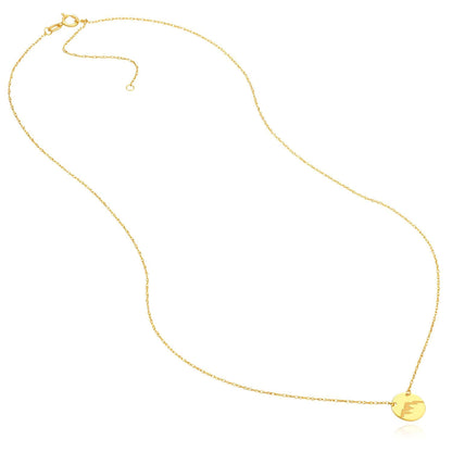 Real 14K Gold 9mm Mountain Disc Pendant Adjustable Necklace 16"-18"