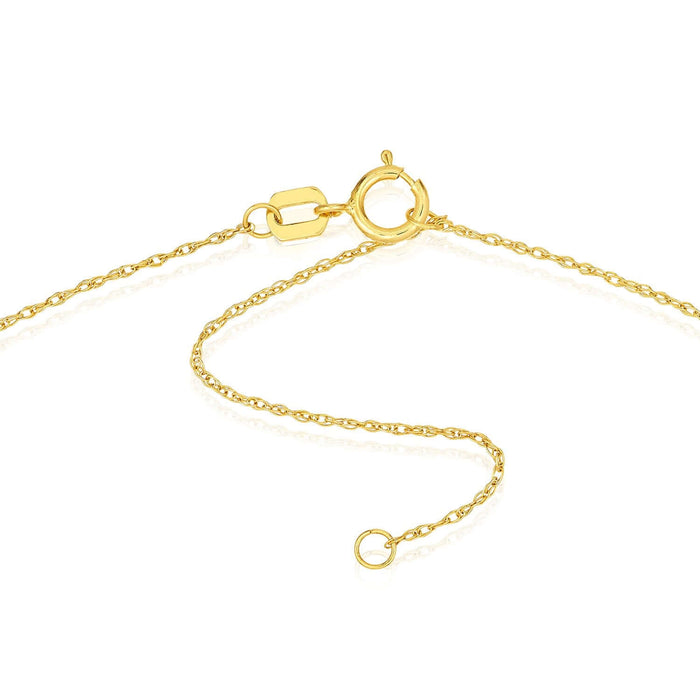 14K Yellow Gold Etched Mountain Mini Disc Adjustable 16" - 18" Necklace (Solid Links) - WJD Exclusives