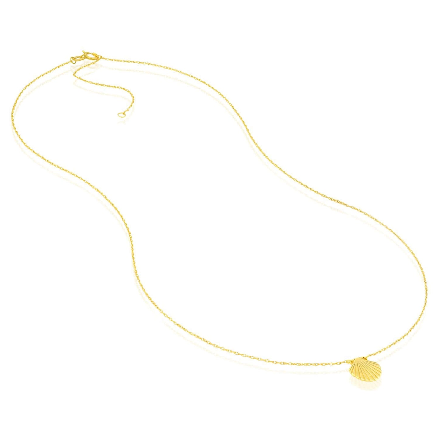 Real 14K Gold Seashell Pendant Adjustable Chain Necklace 16"-18"