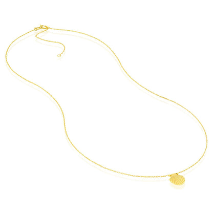 Real 14K Gold Seashell Pendant Adjustable Chain Necklace 16"-18"