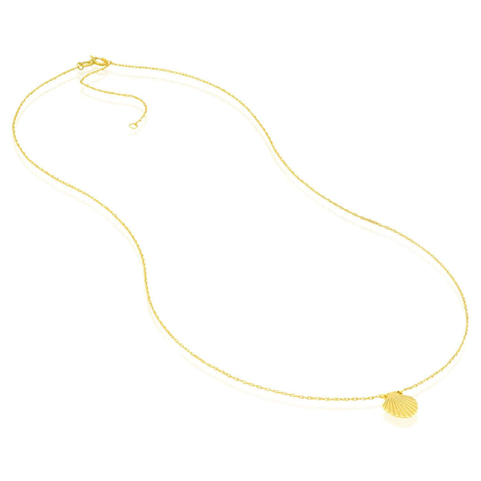 14K Yellow Gold Sea Shell Adjustable 16" - 18" Necklace (Solid Links) - WJD Exclusives