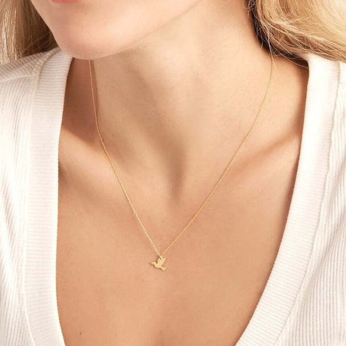 14K Yellow Gold Dove Adjustable 16" - 18" Necklace (Solid Links) - WJD Exclusives