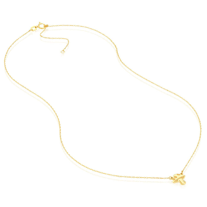 14K Yellow Gold Mushroom Adjustable 16" - 18" Cable Necklace (Solid Links) - WJD Exclusives