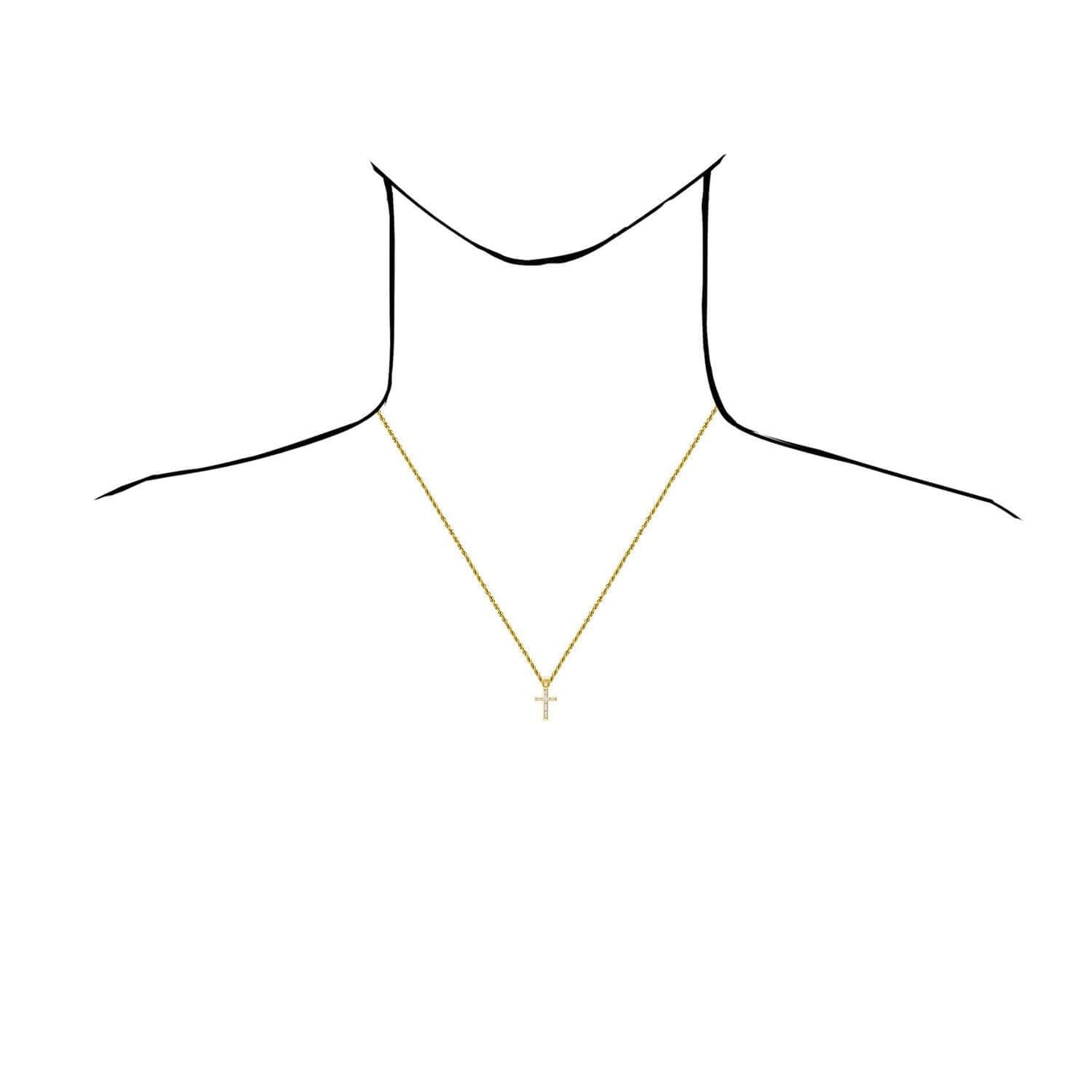 0.12CTW Real Diamond Real 10K Gold Cross Pendant 0.83" – Classic Polished Style