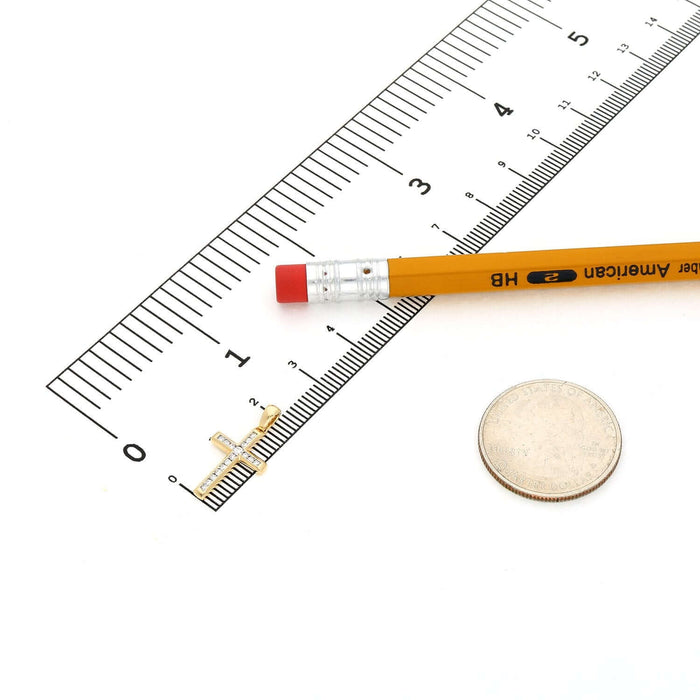 0.12CTW Natural Diamond Real 10K Gold Cross Pendant 0.83" – Classic Polished Style - WJD Exclusives