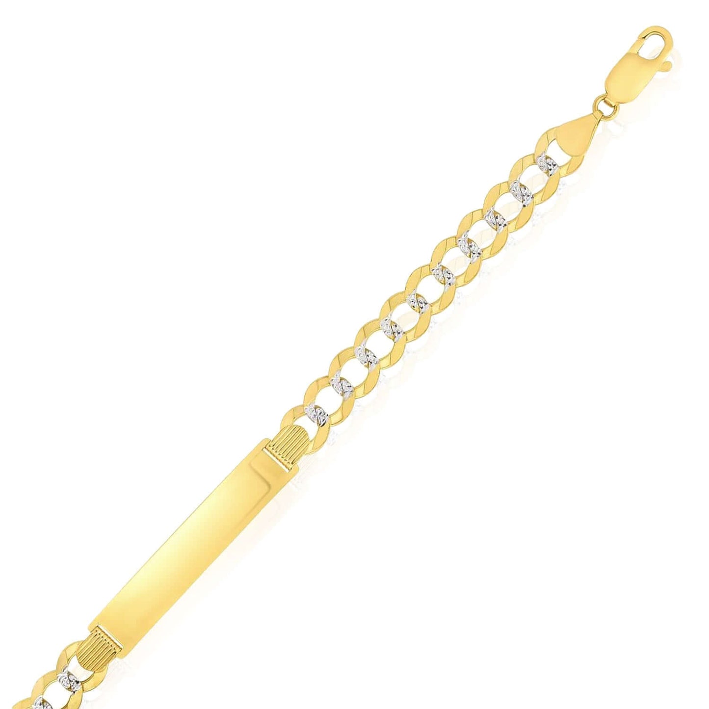 Customizable Real 14K Gold Solid 8.3mm Diamond-Cut Cuban ID Bracelet 8.5"