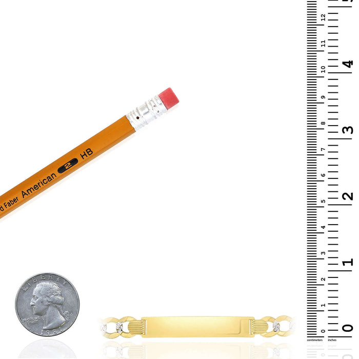 Customizable 14K Two - Tone Gold 8.3mm Diamond - Cut Cuban ID Bracelet (Solid Links) 8.5" - WJD Exclusives