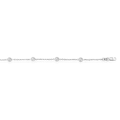 Real 14K Gold Solid Yellow White Cable Link Bezel-Set CZ By The Yard Bracelet 7"