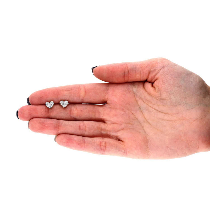 10K Yellow Gold 0.15Ct Natural Diamond Pave Heart Stud Earrings