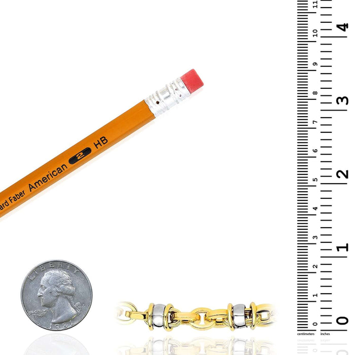 14K Two - Tone Gold 10mm Cable Link Bracelet (Solid Links) 7.5" - Made in Italy - WJD Exclusives