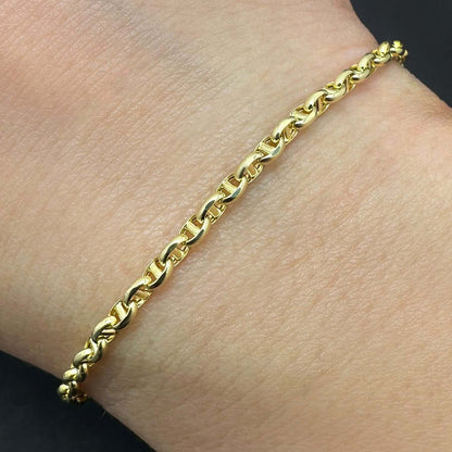 Real 14K Gold 2.8mm Mariner Bracelet 7" - Made in Italy