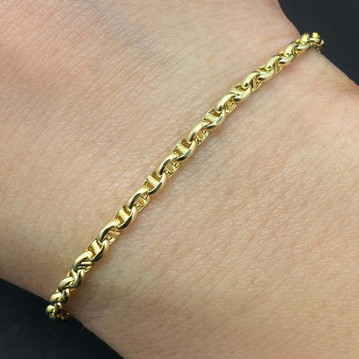 14K Yellow Gold 2.8mm Mariner Bracelet (Hollow) 7" - Made in Italy - WJD Exclusives