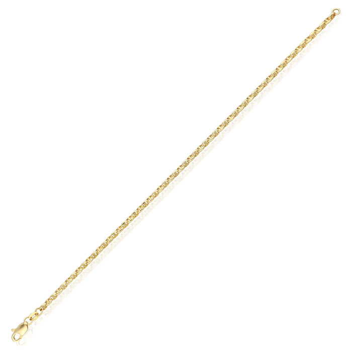 14K Yellow Gold 2.8mm Mariner Bracelet (Hollow) 7" - Made in Italy - WJD Exclusives