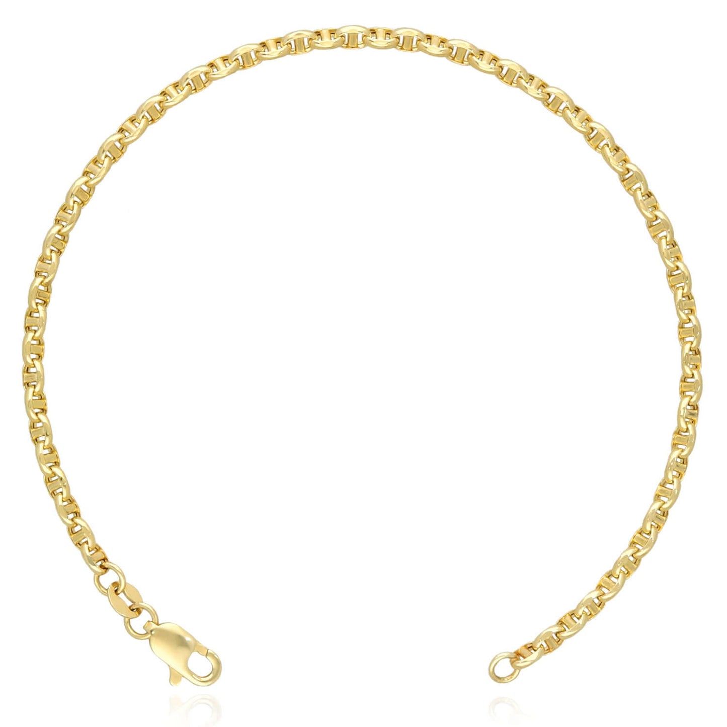 Real 14K Gold 2.8mm Mariner Bracelet 7" - Made in Italy