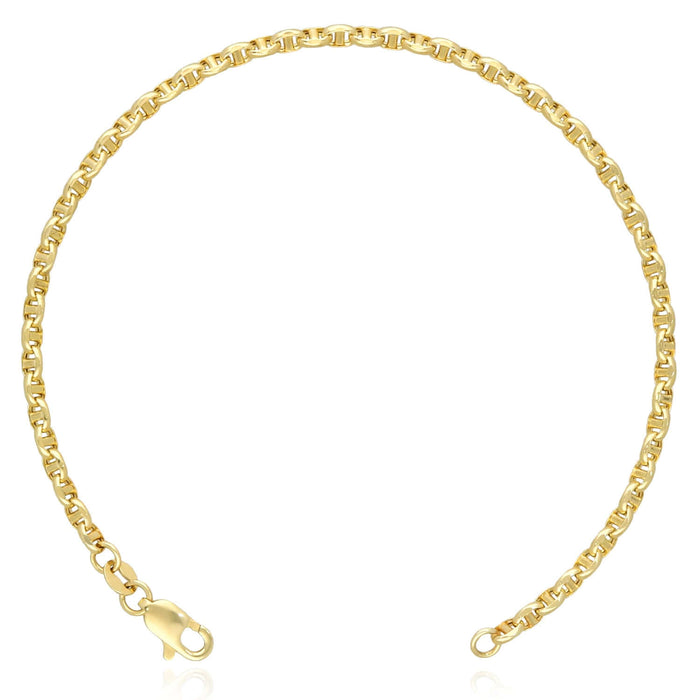 14K Yellow Gold 2.8mm Mariner Bracelet (Hollow) 7" - Made in Italy - WJD Exclusives