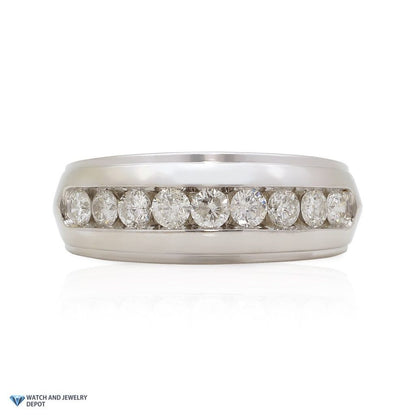 1.35Ct Round Real Diamond 10K White Gold Men's & Women's Band Ring Size 10.5