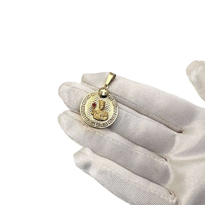 Real 10K Yellow Gold CZ Virgin Mary Pendant 1.4"